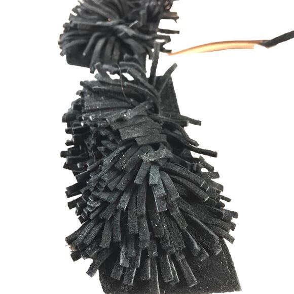 Mariella Womens Fringe Ankle Strap Black Leather ITALY Made Sandals sz 6.5 / 7 - Picture 6 of 8